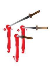Ninja swords with blood