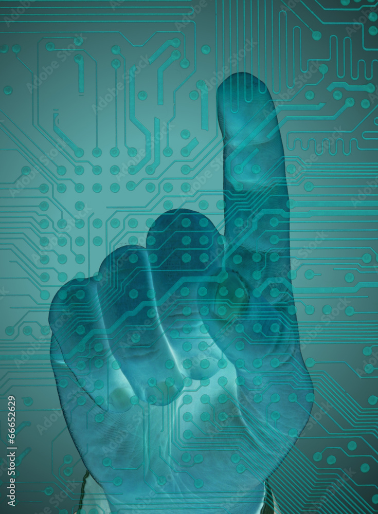Poster hand with secure data by touch screen, future technology