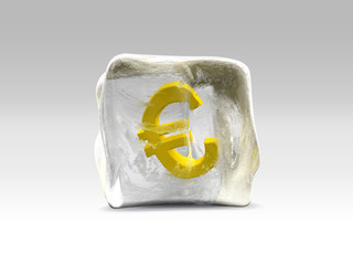 Euro gold in ice cube