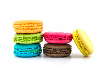 Sweet and colourful french macaroons.