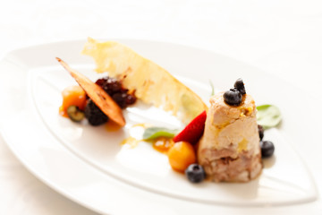 terrine with berry sauce