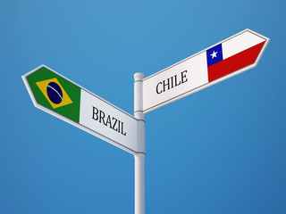 Brazil Chile  Sign Flags Concept