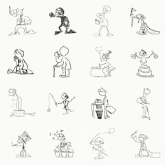 Set of 16 drawing people's for your design