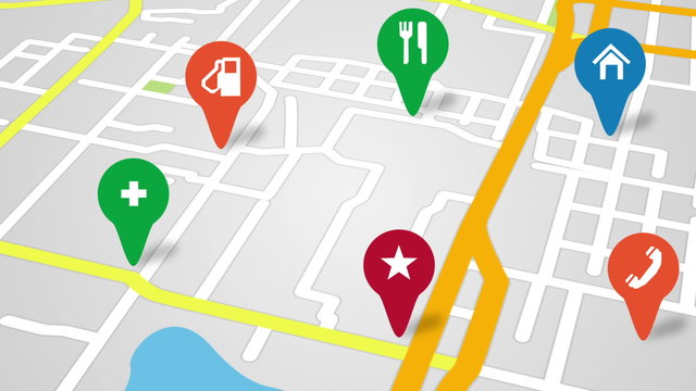 navigation city map and icons animation