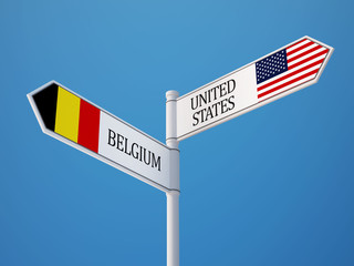 United States Belgium  Sign Flags Concept