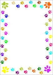 Colourful paw prints border. © Lucasos