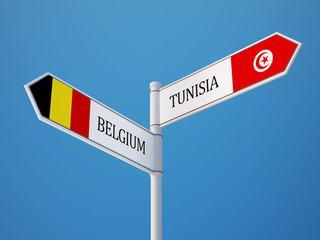 Tunisia Belgium  Sign Flags Concept
