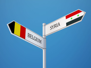 Syria Belgium  Sign Flags Concept