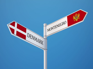Denmark Montenegro.   Sign Flags Concept
