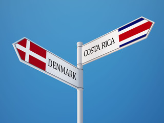 Denmark Costa Rica.  Sign Flags Concept