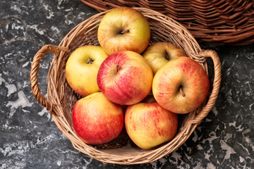 Wicker Basket of Ripe Apples