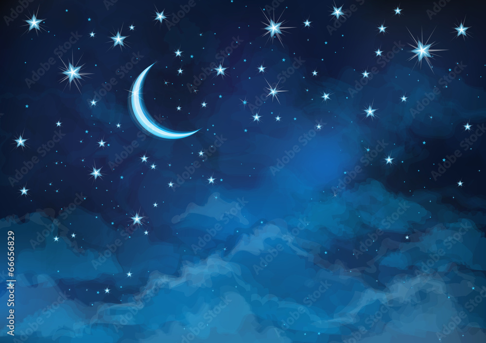 Wall mural vector night sky background stars and moon.
