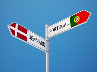 Portugal Denmark  Sign Flags Concept