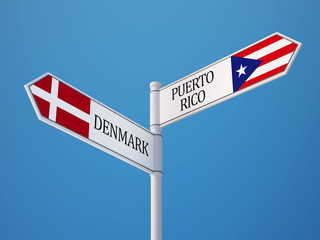 Puerto Rico Denmark  Sign Flags Concept