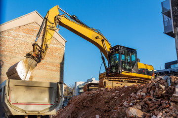 Baustelle beim Abbruch eines Hauses