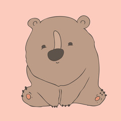 cute bear character, vector illustration, hand drawn