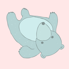 cute blue bear lying on his back, vector illustration