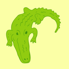 cute cartoon crocodile vector illustration, hand drawn