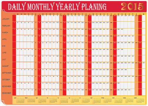 Daily Monthly Yearly Planing Chart 2015 Calendar