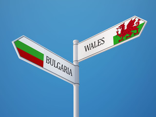 Wales Bulgaria  Sign Flags Concept