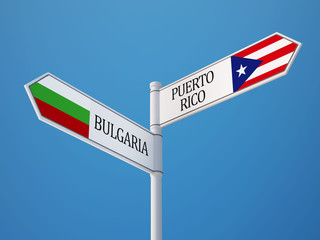 Puerto Rico Bulgaria  Sign Flags Concept