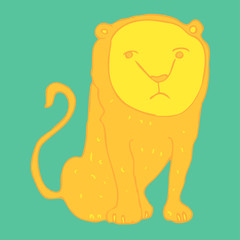 Cute lioness (lion) cartoon sitting vector illustration