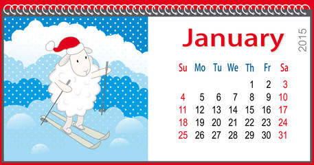 Calendar for January and lamb skiing