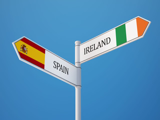 Spain Ireland  Sign Flags Concept