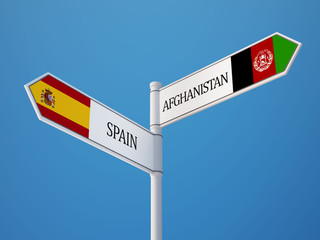 Afghanistan. Spain  Sign Flags Concept