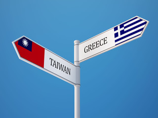Taiwan Greece  Sign Flags Concept