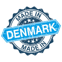 made in Denmark vintage stamp isolated on white background