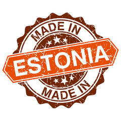made in Estonia vintage stamp isolated on white background