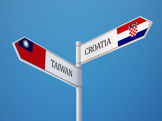 Taiwan Croatia.  Sign Flags Concept