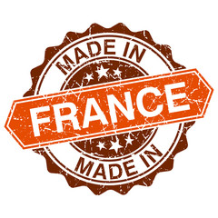 made in France vintage stamp isolated on white background