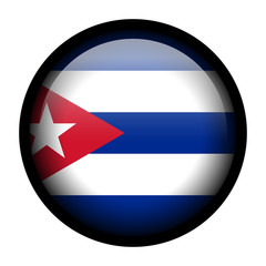 Flag button illustration with black frame - Cuba