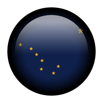 Flag button illustration with black frame - Alaska