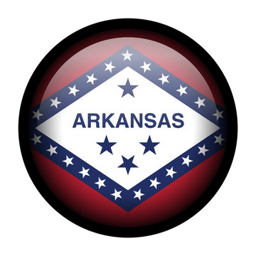 Flag button illustration with black frame - Arkansas