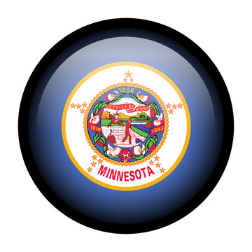 Flag button illustration with black frame - Minnesota