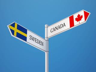 Sweden Canada  Sign Flags Concept