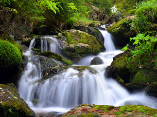Naklejka premium Waterfall in the national park Sumava-Czech Republic