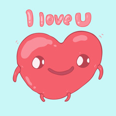 heart character (I love you), vector illustration