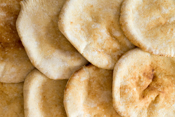 Background texture of freshly baked pita bread