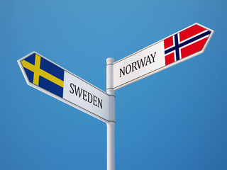 Norway Sweden  Sign Flags Concept