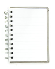 Blank spiral notepad on white