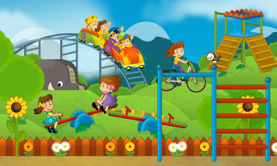 Kids on the playground - illustration for the children