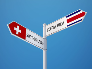 Switzerland Costa Rica.  Sign Flags Concept