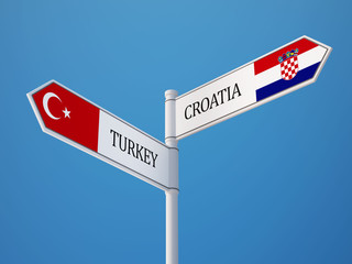 Turkey Croatia.  Sign Flags Concept