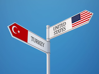 United States Turkey  Sign Flags Concept