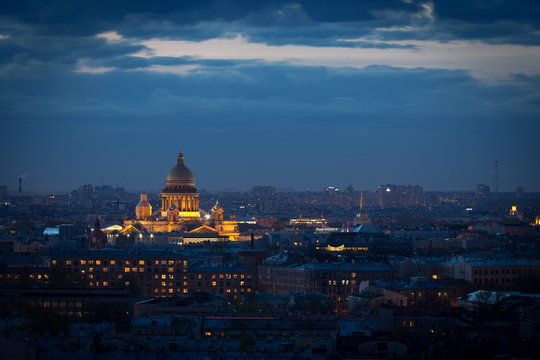 The top view on the night city of St.-Petersburg