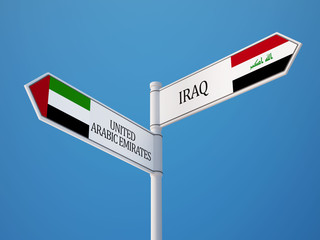 United Arab Emirates. Iraq  Sign Flags Concept